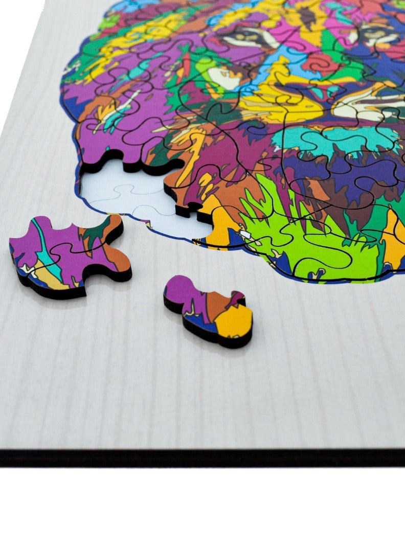 FOFA Wooden Puzzle Colourful in a frame - Lion - Image 3