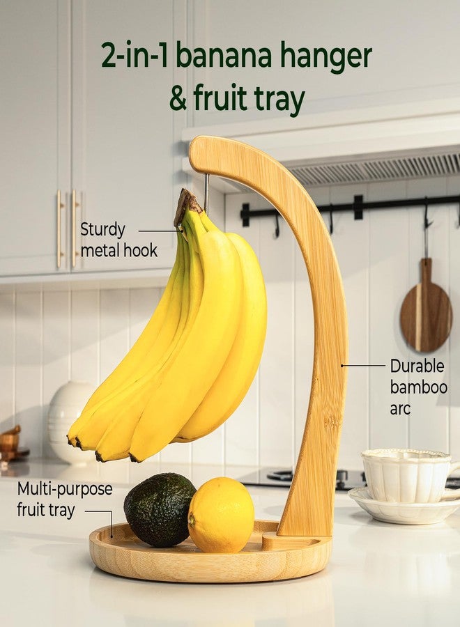 keechee Premium Bamboo Banana Holder with Fruit Tray, Extra Tall 12.9" Banana Hanger Stand for Kitchen Countertop, Sturdy Banana Hook Keeps Fruit Fresh & Bruise-Free, Easy Assembly - Image 3