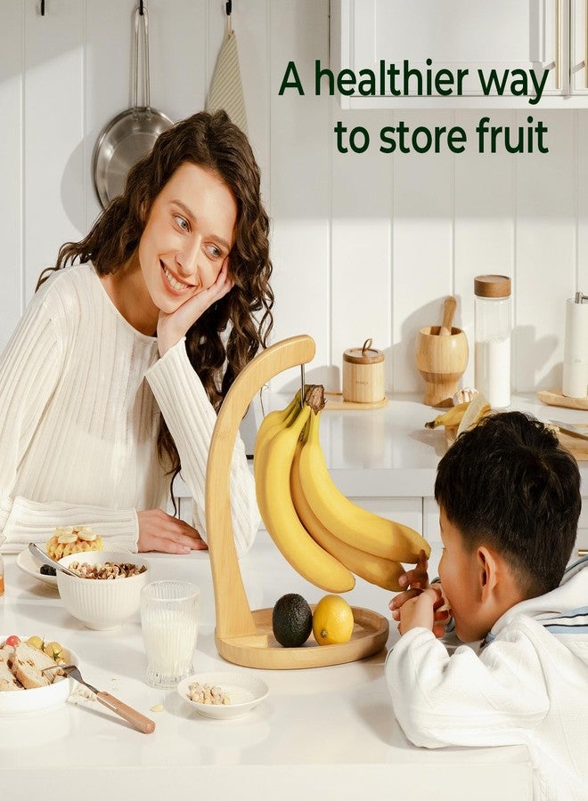 keechee Premium Bamboo Banana Holder with Fruit Tray, Extra Tall 12.9" Banana Hanger Stand for Kitchen Countertop, Sturdy Banana Hook Keeps Fruit Fresh & Bruise-Free, Easy Assembly - Image 5