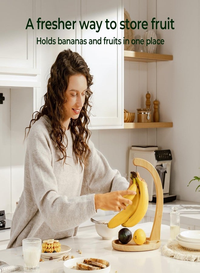 keechee Premium Bamboo Banana Holder with Fruit Tray, Extra Tall 12.9" Banana Hanger Stand for Kitchen Countertop, Sturdy Banana Hook Keeps Fruit Fresh & Bruise-Free, Easy Assembly - Image 4