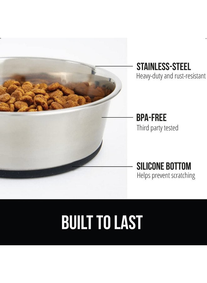 Gorilla Grip Set of 2 Dog Bowls, Holds 6 Cups (48 fl oz), Heavy Duty Metal Food and Water Bowl for Feeding Dogs and Cats, Dishwasher Safe, Rust Resistant Stainless Steel, BPA Free Rubber Base, Black - Image 2