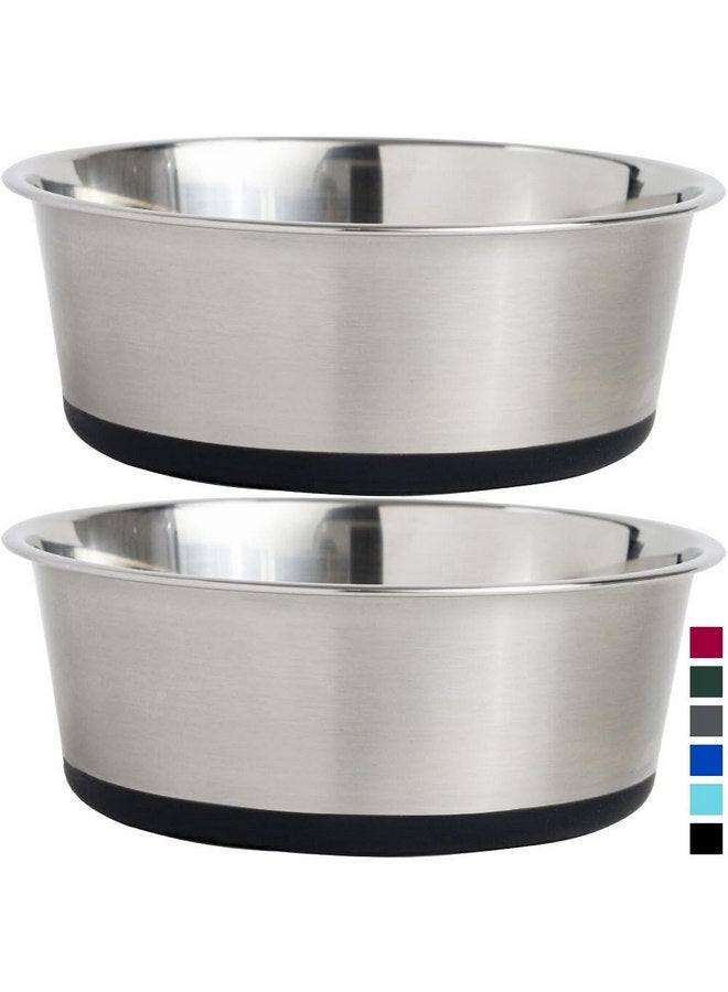 Gorilla Grip Set of 2 Dog Bowls, Holds 6 Cups (48 fl oz), Heavy Duty Metal Food and Water Bowl for Feeding Dogs and Cats, Dishwasher Safe, Rust Resistant Stainless Steel, BPA Free Rubber Base, Black - Image 1