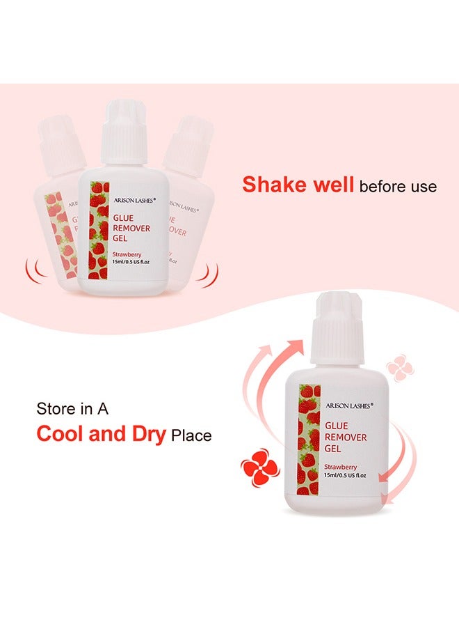 ARISON LASHES Glue Remover Gel,Strawberry Flavor Eyelash Extension Remover, 0.51 Fluid Ounce/15ml Fast Dissolve Powerful Eyelash Extension Gel Professional Gel Remover with 3 Piece Eye Pads, Fast Lash Gel Dissolve - Image 4