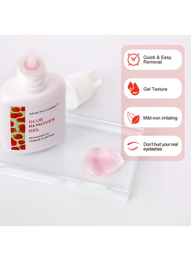 ARISON LASHES Glue Remover Gel,Strawberry Flavor Eyelash Extension Remover, 0.51 Fluid Ounce/15ml Fast Dissolve Powerful Eyelash Extension Gel Professional Gel Remover with 3 Piece Eye Pads, Fast Lash Gel Dissolve - Image 3