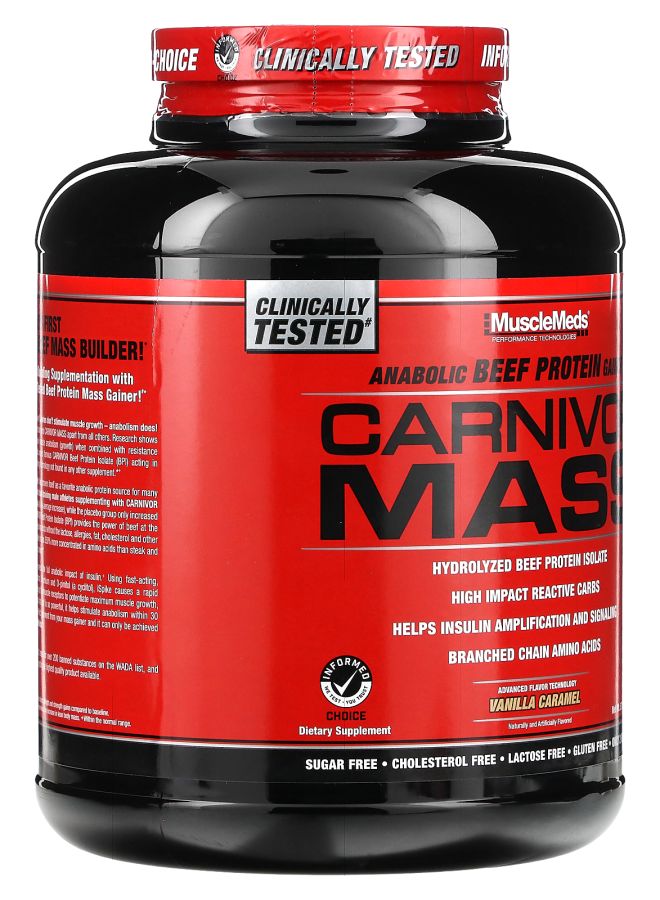 MUSCLEMEDS كارنيفور ماس بروتين لحم بقر أنابوليك بنكهة الفانيليا والكراميل 5.78 رطل (2618 جرام) - Image 2