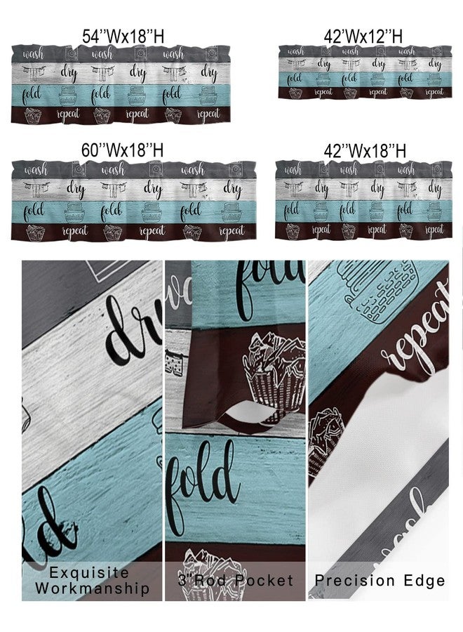 Litter Star Window Valance Rod Pocket Short Curtain Panels Vintage Wood Laundry Wash Dry Flod Repeat Art Kitchen Valances Curtains, Rustic Wooden Board Window Treatments Drapes for Living Room Bedroom Decor - Image 2