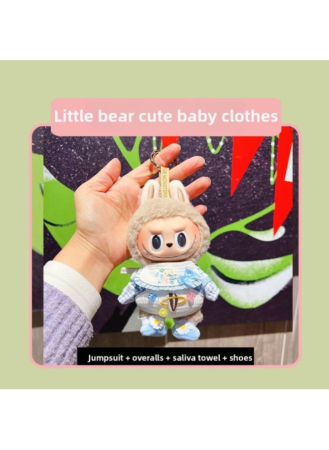 Labubu Doll Clothes 17 Heart Macaron Vinyl Face Pull Cloth Baby Clothes Change For Postage-Specifications:17cm Heart-warming Macaron Cloth Clothes (only Baby Clothes Sold, Doll Not Included)-Color:Little Bear Cute Baby Clothes  - Image 1