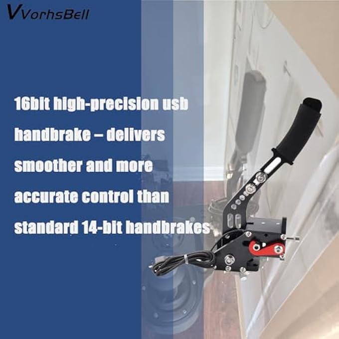 VVORHSBELL USB HANDBRAKE 16 BIT SIM PC RACING GAMES COMPATIBLE WITH LOGITECH G25 G27 G29 G920 G923 & THRUSTMASTER T300 T500 ADJUSTABLE LINEAR HANDBRAKE FOR SIMULATOR GAMES - Image 3