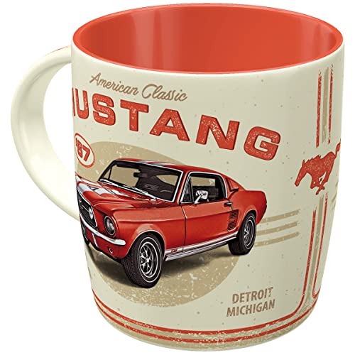 Nostalgic Art Nostalgic-Art Retro coffee mug, 11.2 oz, Ford Mustang – GT 1967 Red – Gift idea for Ford fans, Official License Product (OLP), ceramic cup, vintage design - Image 1