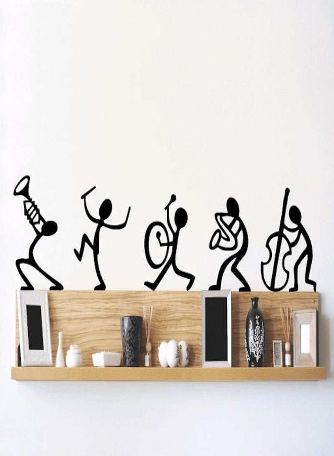 Byteon Musical Instruments Happy Band' Wall Sticker (PVC Vinyl, 30 cm x 45 cm, Black)