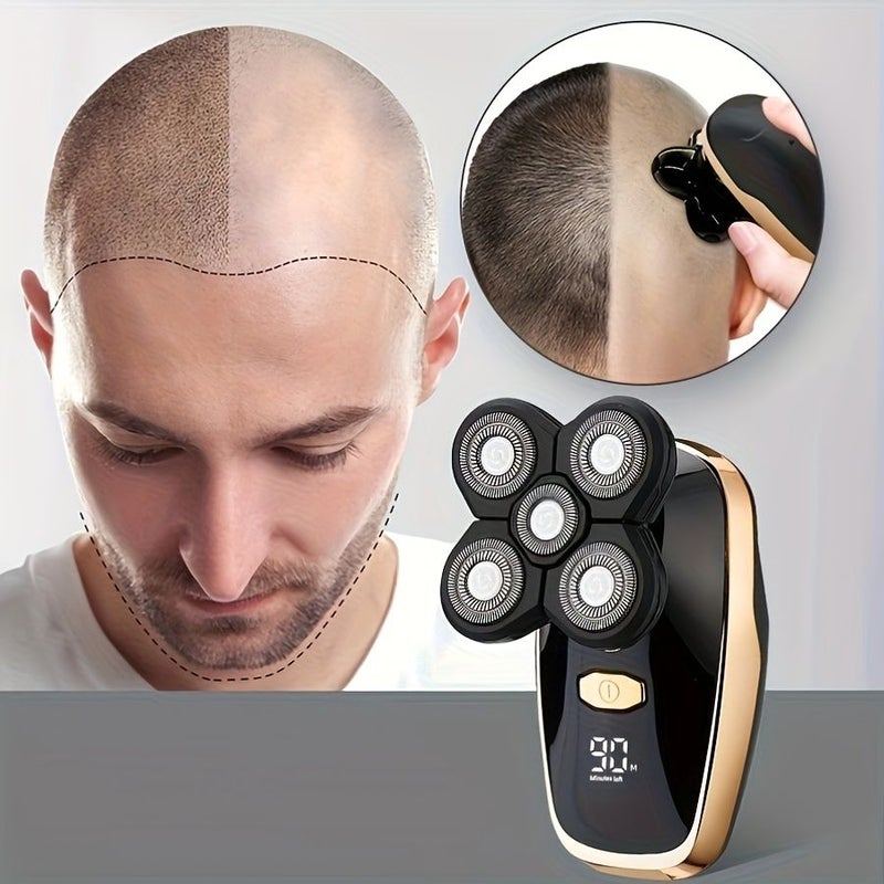 Golden Rechargeable Electric Razor For Men With LED Screen Perfect Grooming Set Gift - Image 3