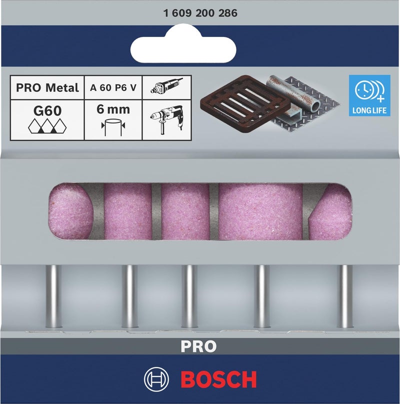 Bosch Professional Grinding Stone Set, Suitable For Straight Grinders And Drills, 6mm Shank, 60 Grit, Pack Of 5 Pcs - Image 2