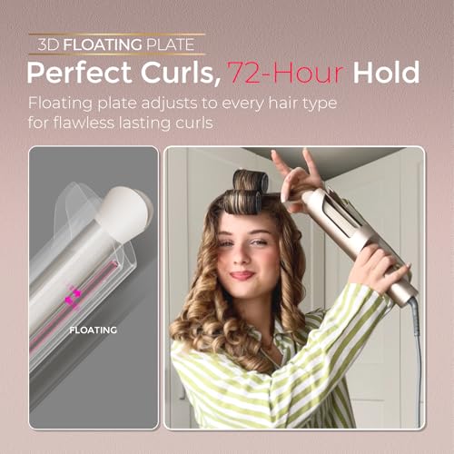 TYMO Upgraded Automatic Rotating Curling Iron - TYMO CurlPro Plus Long Barrel Curling Wand for Long Hair, Ceramic Hair Curler for Women, Anti-Scald, Tangle-Free, 600M Ionic, Dual Voltage, Gold, 1 Inch - Image 5