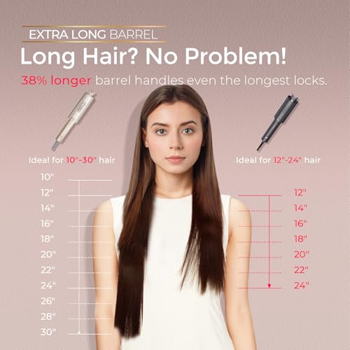 TYMO Upgraded Automatic Rotating Curling Iron - TYMO CurlPro Plus Long Barrel Curling Wand for Long Hair, Ceramic Hair Curler for Women, Anti-Scald, Tangle-Free, 600M Ionic, Dual Voltage, Gold, 1 Inch - Image 3