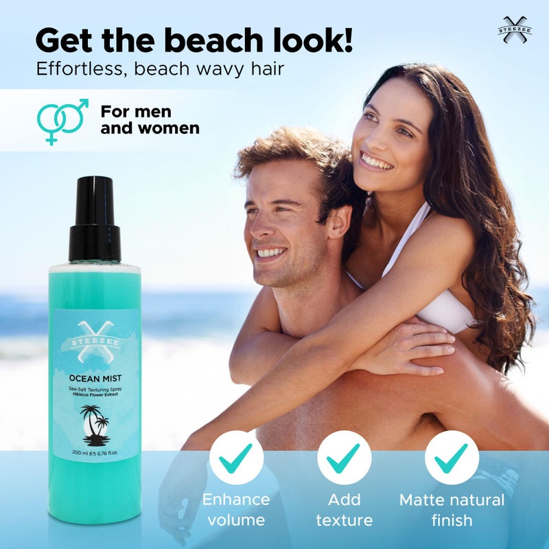 Steezee Ocean Mist Natural Sea Salt Spray for Hair Men & Women, Natural Beach Waves, Volumizing Hair Texturizer, Lightweight, 6.76 oz - Image 2