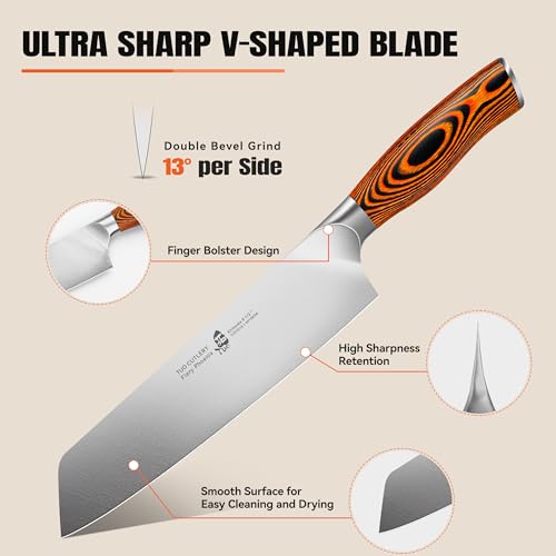 TUO Kiritsuke Chef Knife, 8.5 inch Asian Kitchen Knife for Cutting Fish & Meat, High Carbon German Steel Japanese Blade-Type with Ergonomic Handle - Image 5