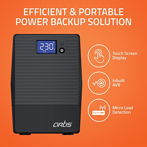 Artis 600VA LCD Touchscreen UPS for Personal Computers, Desktop PCs, Laptops, Routers, Networking Devices and Gaming Consoles - Image 3