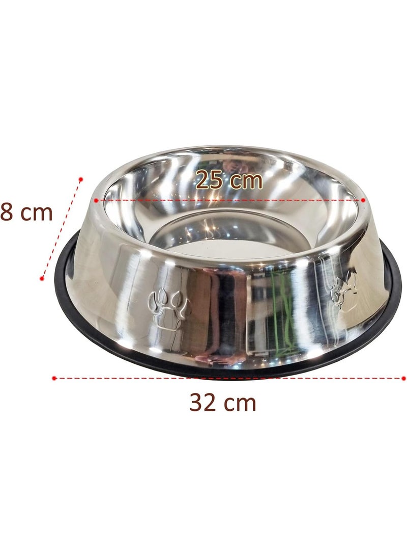 NNC PETS Stainless steel dog bowl for Medium-sized breeds, Durable pet feeding bowl with Smooth design and Non-slip adhesive strip, Ideal for feeding & watering, Easy to clean 32 cm (Silver) - Image 2