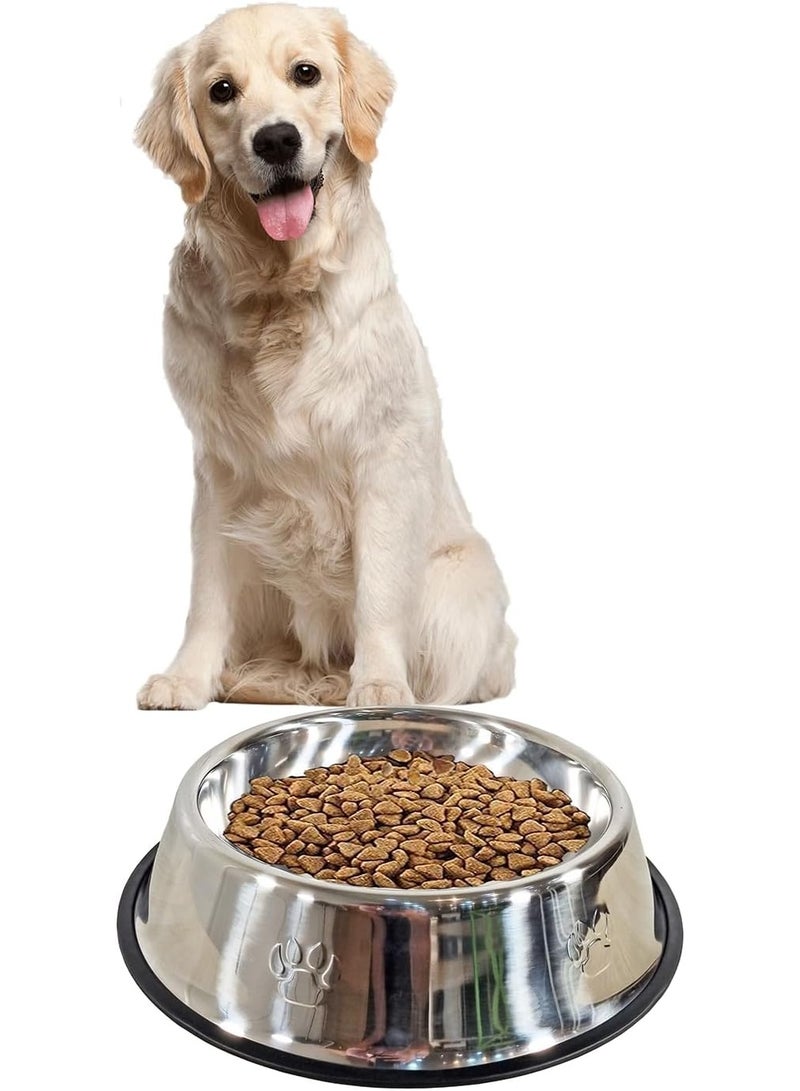 NNC PETS Stainless steel dog bowl for Medium-sized breeds, Durable pet feeding bowl with Smooth design and Non-slip adhesive strip, Ideal for feeding & watering, Easy to clean 32 cm (Silver) - Image 1