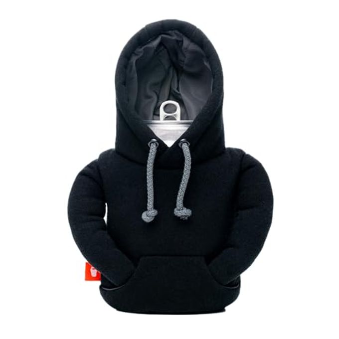 THE HOODIE BEVERAGE JACKET 12 OZ INSULATED CAN COOLER BEER BOTTLE SODA CAN INSULATOR KEEP DRINKS AND BEVERAGES COLD BLACKPEWTER