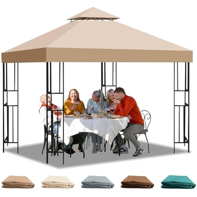 غطاء بديل للمظلة، 3 × 3 م، مقاوم للماء، سقف مزدوج مع فتحة تهوية، مقاوم للأشعة فوق البنفسجية، متين، مقاوم للشتاء، قابل للتنفس، غطاء بديل للمظلة، مثالي للحديقة، التخييم (بوليستر 300D) - Image 1