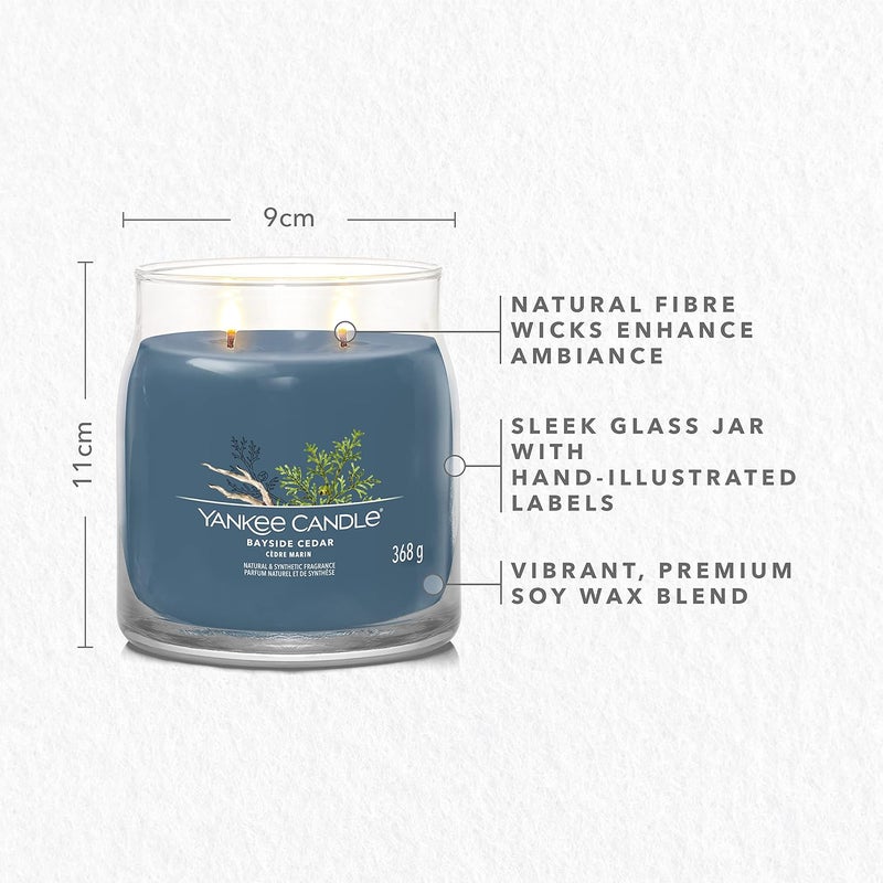 YANKEE CANDLE شمعة عطرية في جرة موقعة - 368 جرام | جرة م بايسايد سيدر - شمعة معطرة | شمعة ذات فتيلين - Image 4