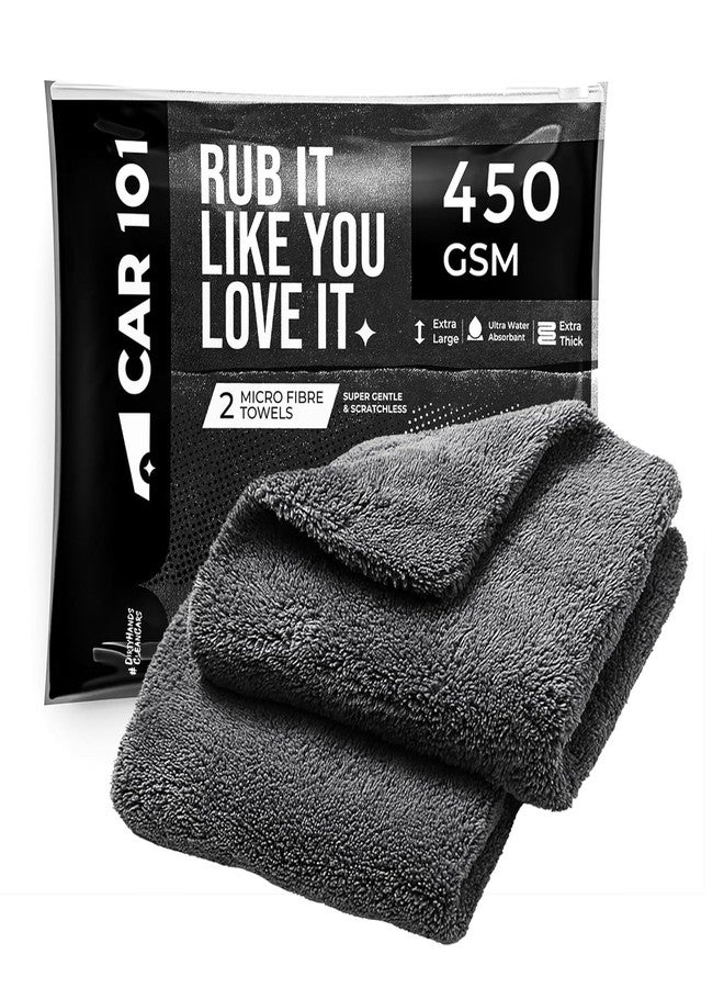 CAR101 Microfiber Cloth - 2Pcs - 40x40 cm - 450 GSM - Assorted | Multipurpose | Lint-Free | Superior Softness & High Absorbency | Microfibre Towels for Car, Bike & Household Cleaning - Image 1