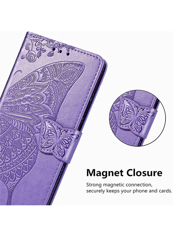 Samsung Galaxy S23 Ultra Case, Samsung S23 Ultra 5G Wallet Case, Lovely Butterfly Premium PU Leather [Kickstand][Card Slots][Wrist Strap][6.8 inch] Phone Cover for Samsung S23 Ultra (Lavender)  - Image 5