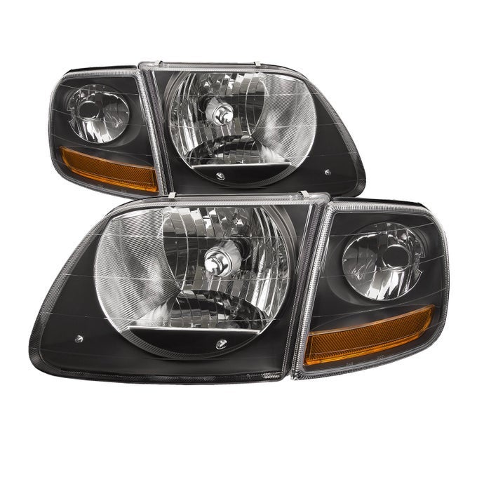 Black Housing Halogen Headlights Compatible With Ford Expedition F150 Lightning Svt Harley Includes Left Driver And Right Passenger Side Headlamps
