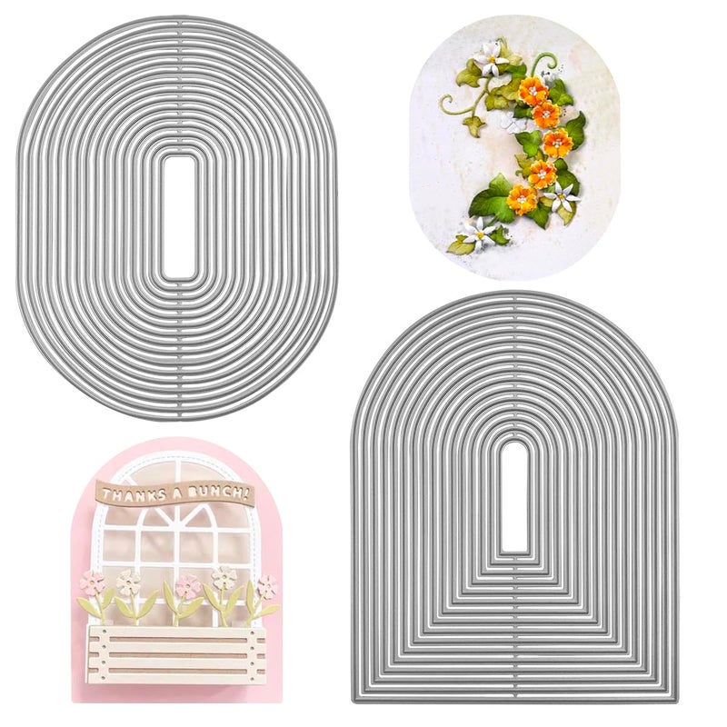SENHAI Arch Metal Die Cuts & Oval Border Die Cuts for Card Making, Cutting Dies Stencil Metal Embossing Paper Dies for Card Making Supplies Album DIY Scrapbooking - Image 1