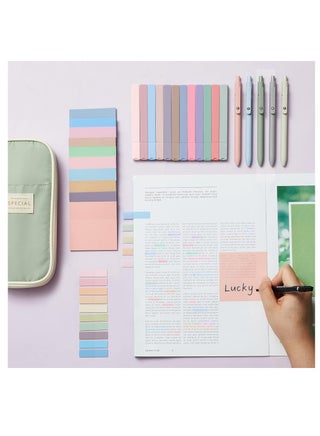 30 Pcs Study Supplies, Stationary Set Pencil Case Bag with Highlighter Gel Pen Ballpoint pen Transparent Sticky Notes Index Tab,Back to School Gifts - view 2