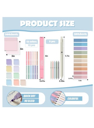 30 Pcs Study Supplies, Stationary Set Pencil Case Bag with Highlighter Gel Pen Ballpoint pen Transparent Sticky Notes Index Tab,Back to School Gifts - view 5