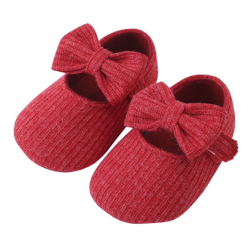 Baby Flower Soft Sole Walking Shoes red bow 