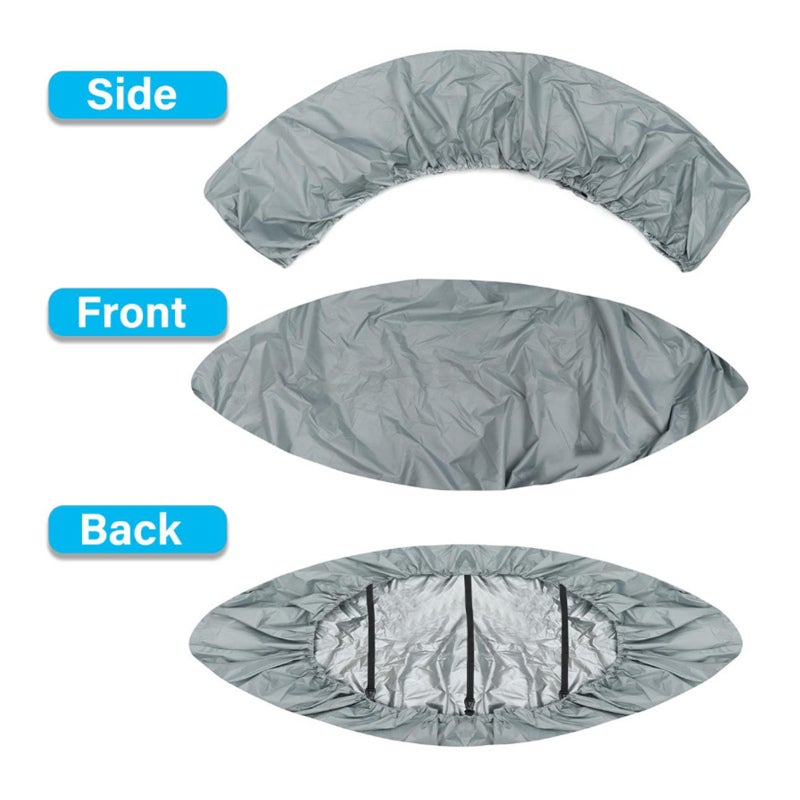 Waterproof Kayak Cover Dark Gray S: 2.6-3.0M Length High-Quality Oxford Cloth - Silver Coating Uv Protection Secure Fit Elastic Hem Adjustable Straps for Outdoor Storage Canoe Sup Paddleboard - Image 3