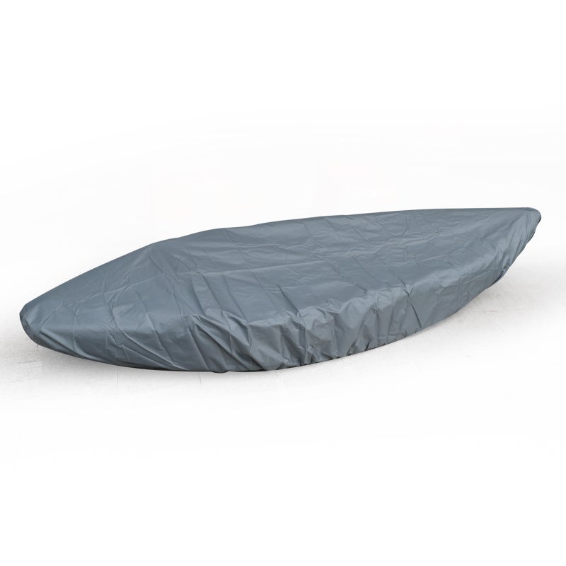 Waterproof Kayak Cover Dark Gray S: 2.6-3.0M Length High-Quality Oxford Cloth - Silver Coating Uv Protection Secure Fit Elastic Hem Adjustable Straps for Outdoor Storage Canoe Sup Paddleboard - Image 2