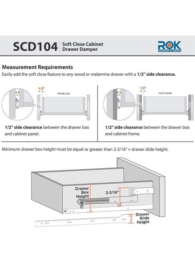 ROK 10-Pack Hardware Soft Close for Wood Drawers/Soft Close Drawer Adapter/Add-On/Retrofit (Gray), SCD104G - Image 4