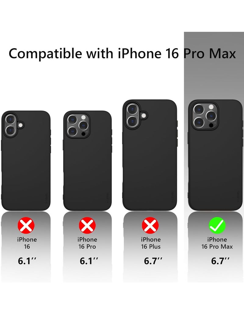 iPhone 16 Pro Max Case Ultra-Thin Matte Cover with Camera Lens & Screen Protectors, Slim Shockproof Soft Touch Phone Case - Black