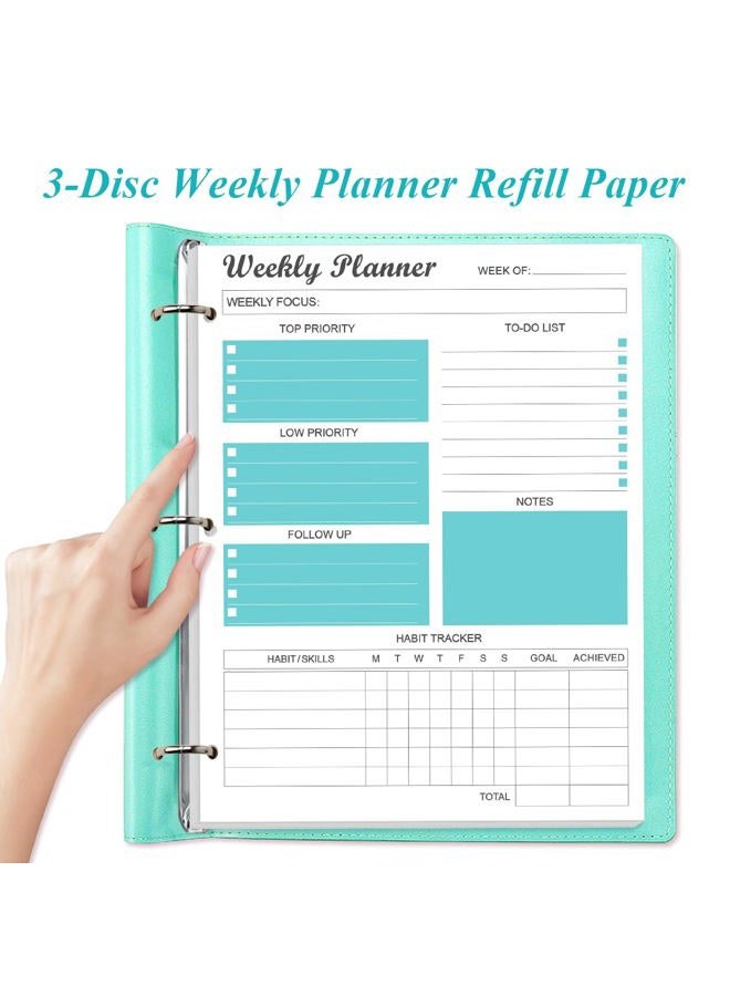Yaridar 3-Hole Weekly Planner Refills - 53 Sheets/106 Pages Weekly Planner for 3 Ring Binders, 100 gsm White Paper, Lasts 1 Year, Undated, 8.5'' x 11'', Teal - Image 5