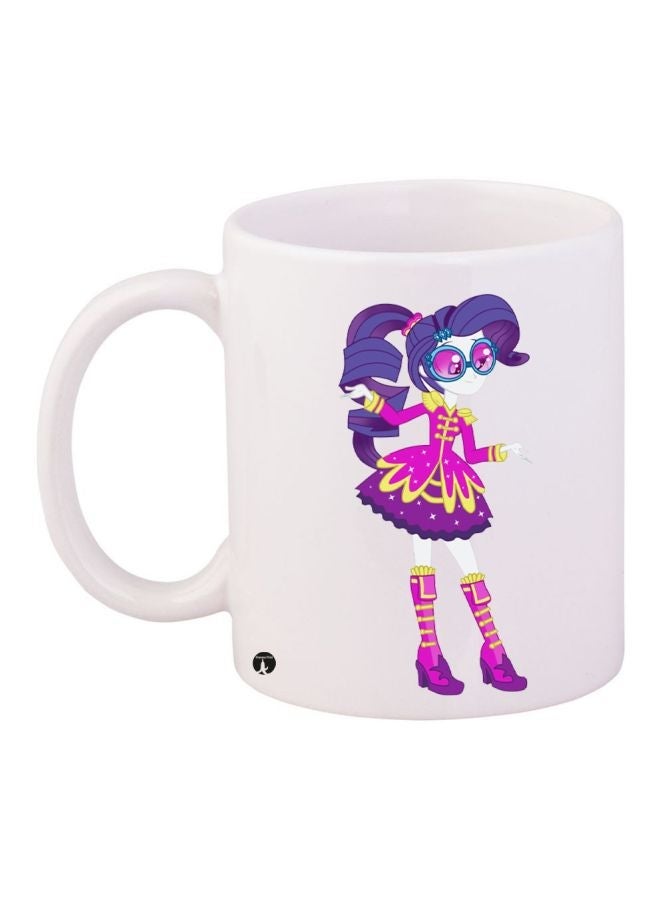 RYN Anime Girl Printed Coffee Mug White/Purple/Yellow 11ounce