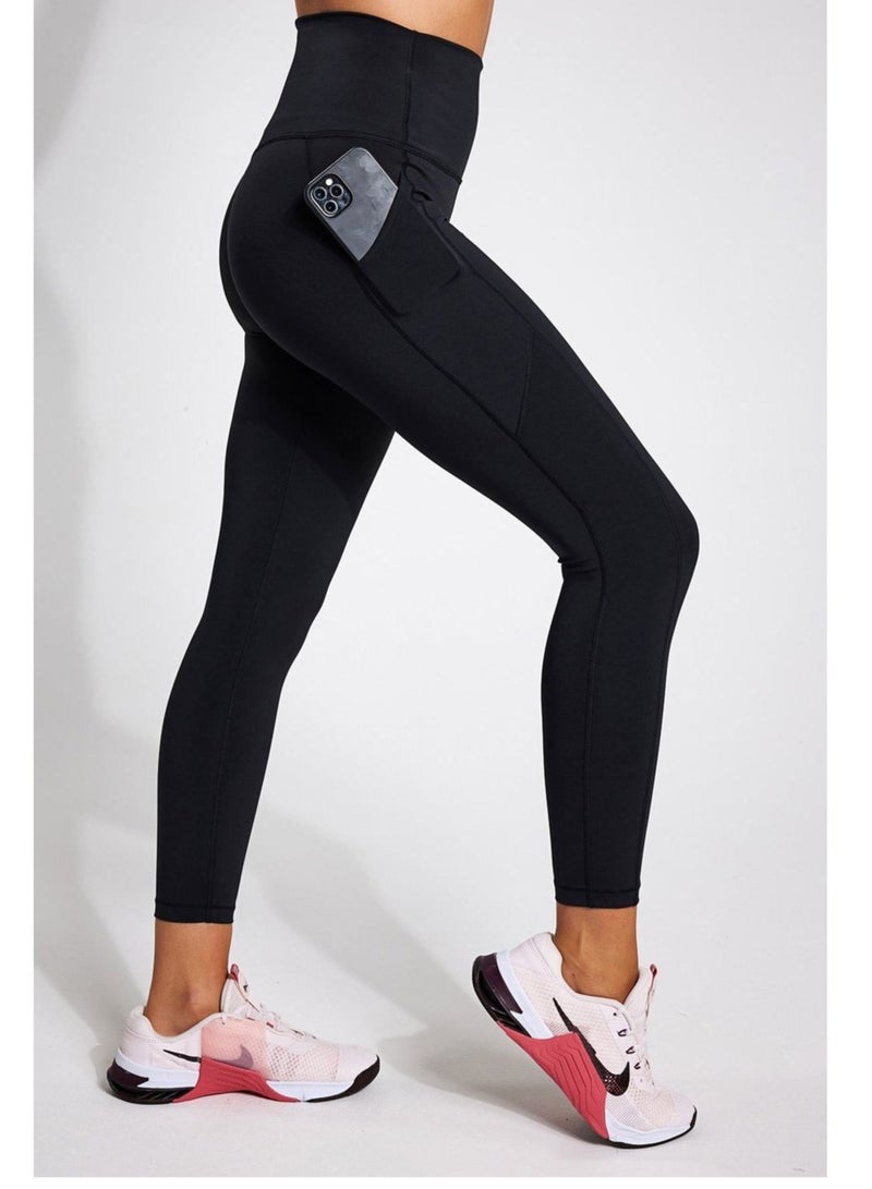 Spall Leggings With Pocket High Waist Tummy Control Soft Breathable Fabric For Workout Running Fitness Exercise Gym Sports Yoga Pant For Women  - Image 1