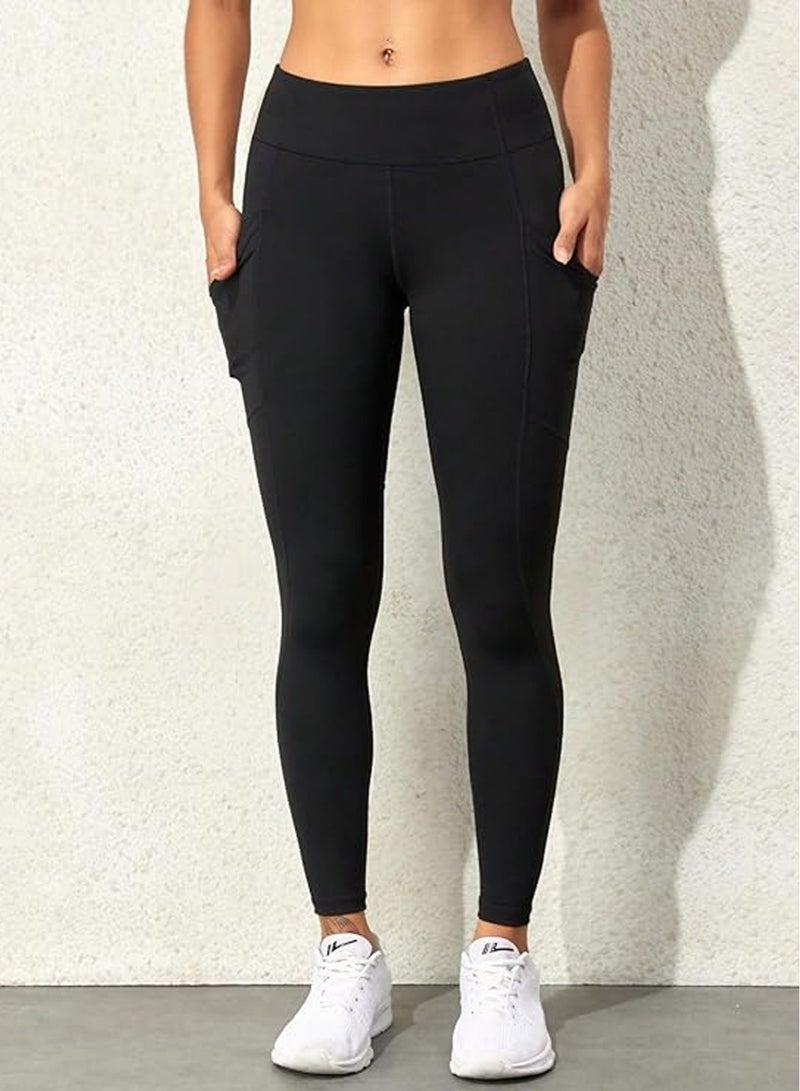Spall Leggings With Pocket High Waist Tummy Control Soft Breathable Fabric For Workout Running Fitness Exercise Gym Sports Yoga Pant For Women  - Image 4
