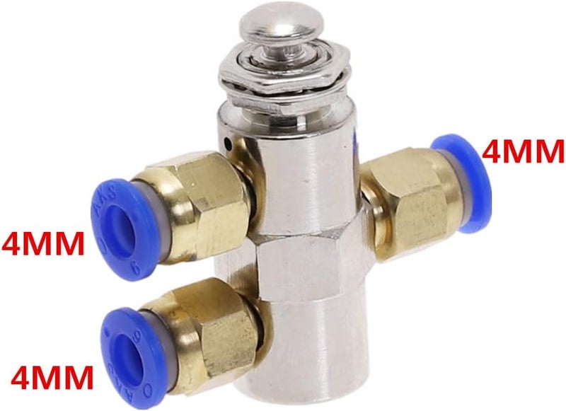 air Pneumatic Valve Toggle Switch, Exhaust Valve 2 Position 5 Way ON/Off M5 Thread Push Button Switch TV-4P Air Pneumatic Mechanical Valve w Fiittings (Color : 4MM) - Image 2