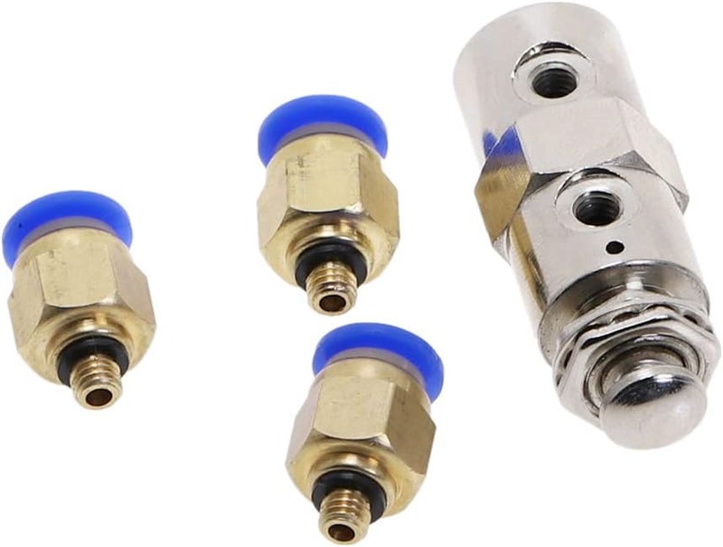 air Pneumatic Valve Toggle Switch, Exhaust Valve 2 Position 5 Way ON/Off M5 Thread Push Button Switch TV-4P Air Pneumatic Mechanical Valve w Fiittings (Color : 4MM) - Image 3