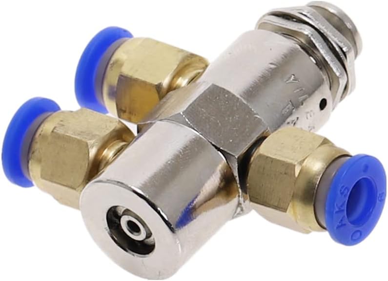 air Pneumatic Valve Toggle Switch, Exhaust Valve 2 Position 5 Way ON/Off M5 Thread Push Button Switch TV-4P Air Pneumatic Mechanical Valve w Fiittings (Color : 4MM) - Image 4