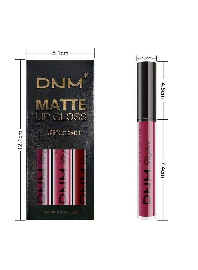 AMY'S DIARY 3Pcs Dark Red Purple Matte Liquid Lipstick Sets, Matte Lipstick Lip Stain Long Lasting 24 Waterproof Lip Gloss Gift Set Matt Lipsticks Set For Women Lippies (Set01) - Image 4