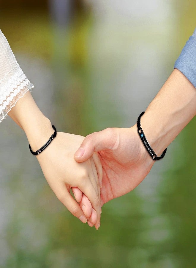يولوفيدو زوج من الأساور المضفرة المصنوعة يدويًا من Uloveido للأزواج، أساور للرجال والنساء محفور عليها عبارة "الله أعطاني إياك"، هدايا غريبة الأطوار Y781 (الله أعطاني إياك) - Image 2