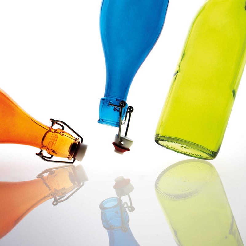 Bormioli Rocco Giara Beverage Bottle with Clamp Lid, 33.75 oz - Leakproof Glass Container for Homemade Juices & Dressings - Stylish Drinkware Storage for Kitchen/Restaurant - Made in Italy (Blue) - Image 3