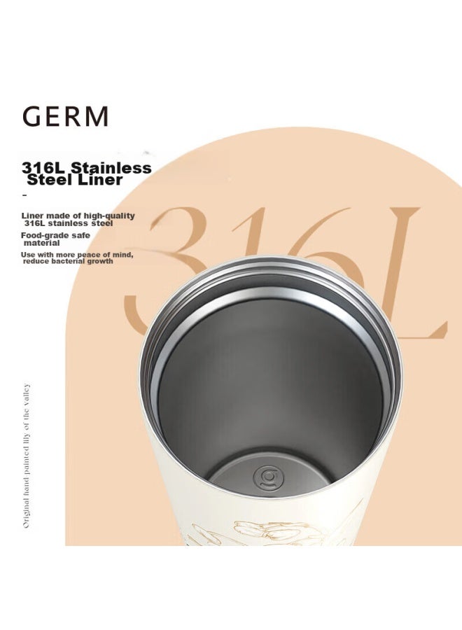 Germ Lily Of The Valley Shining Insulated Mug + Silk Scarf Gift Box, Women's Coffee Cup, Aesthetically Pleasing Gift, 316 Stainless Steel Water Cup, 500ml - Image 2