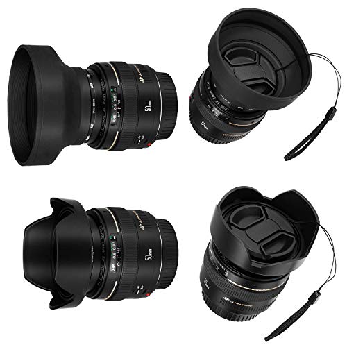 Veatree 67mm Lens Hood Set, Collapsible Rubber Lens Hood with Filter Thread + Reversible Tulip Flower Lens Hood + Center Pinch Lens Cap + Microfiber Lens Cleaning Cloth, Canon EW-73B Replacement - Image 3