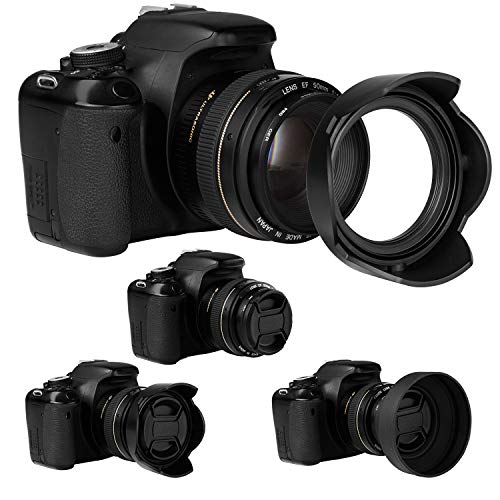Veatree 67mm Lens Hood Set, Collapsible Rubber Lens Hood with Filter Thread + Reversible Tulip Flower Lens Hood + Center Pinch Lens Cap + Microfiber Lens Cleaning Cloth, Canon EW-73B Replacement - Image 4